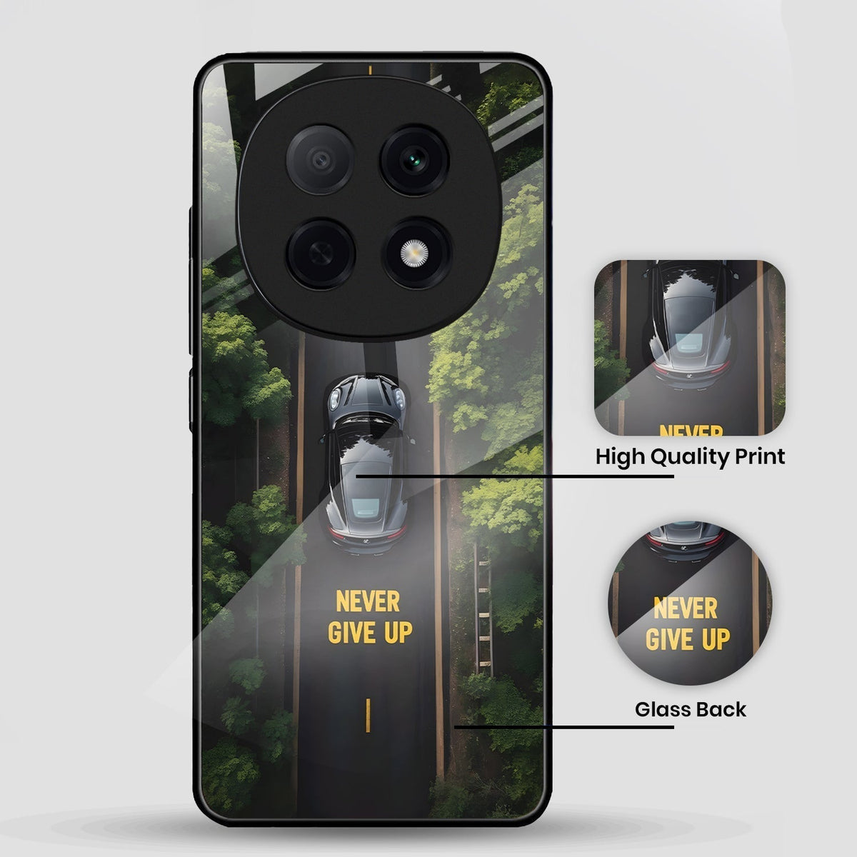 Oppo F29 Pro 5G Premium Acrylic Shockproof Glass Back Case (Road Never Give Up)