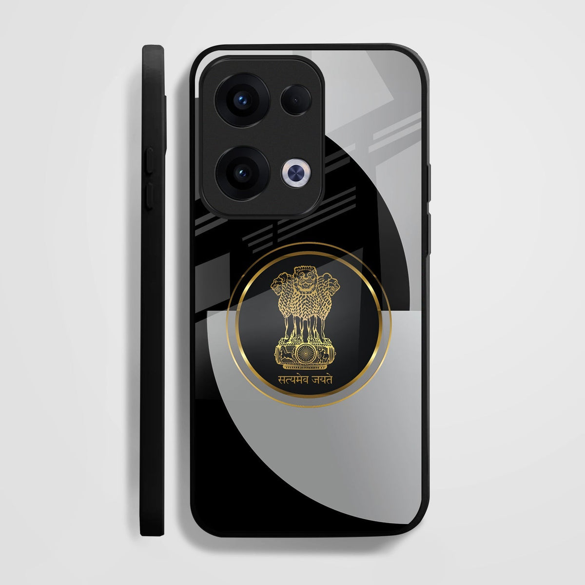 Oppo Reno 13 5G Premium Acrylic Shockproof Glass Back Case (Satyamev Noir)
