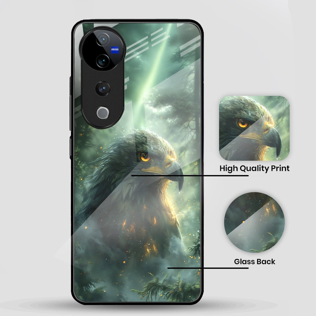 Vivo V40 Pro 5G Premium Acrylic Shockproof Glass Back Case (Eagle Case)