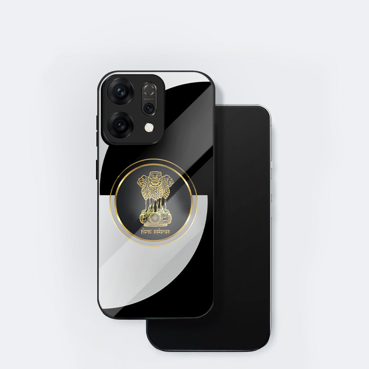 Oppo Reno 14 5G Premium Acrylic Shockproof Glass Back Case (Satyamev Noir)