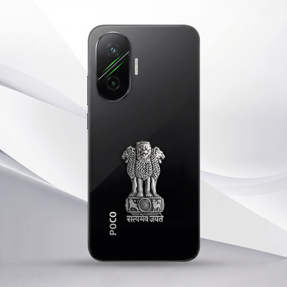 POCO F7 5G Compatible Satyamev Jayate 3D Metal Emblem Sticker