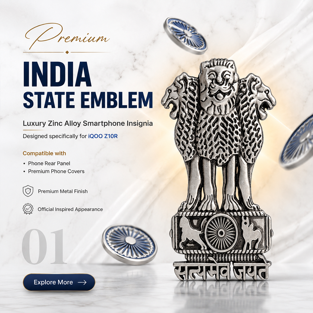 OPPO Find X9 Ultra 5G Compatible Satyamev Jayate 3D Metal Emblem Sticker