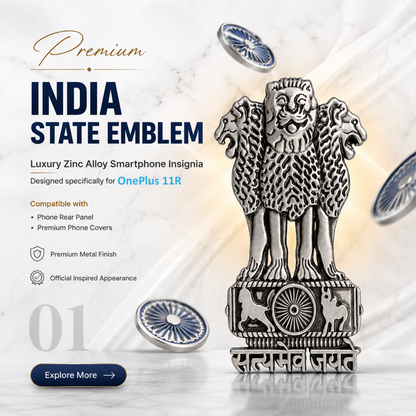 OnePlus 11R 5G Compatible Satyamev Jayate 3D Metal Emblem Sticker