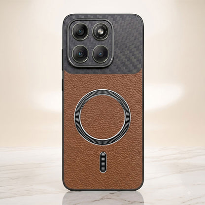 Motorola Edge 70 5G Carbon Fiber Leather Hybrid MagSafe Magnetic Case