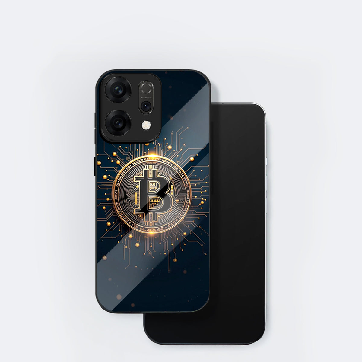 Oppo Reno 14 5G Premium Acrylic Shockproof Glass Back Case (Bitcoin Armor)