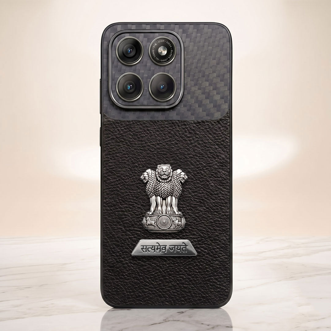 Motorola Edge 70 Fusion 5G Satyamev Jayate 2-in-1 Emblem Carbon Fiber Leather Phone Case