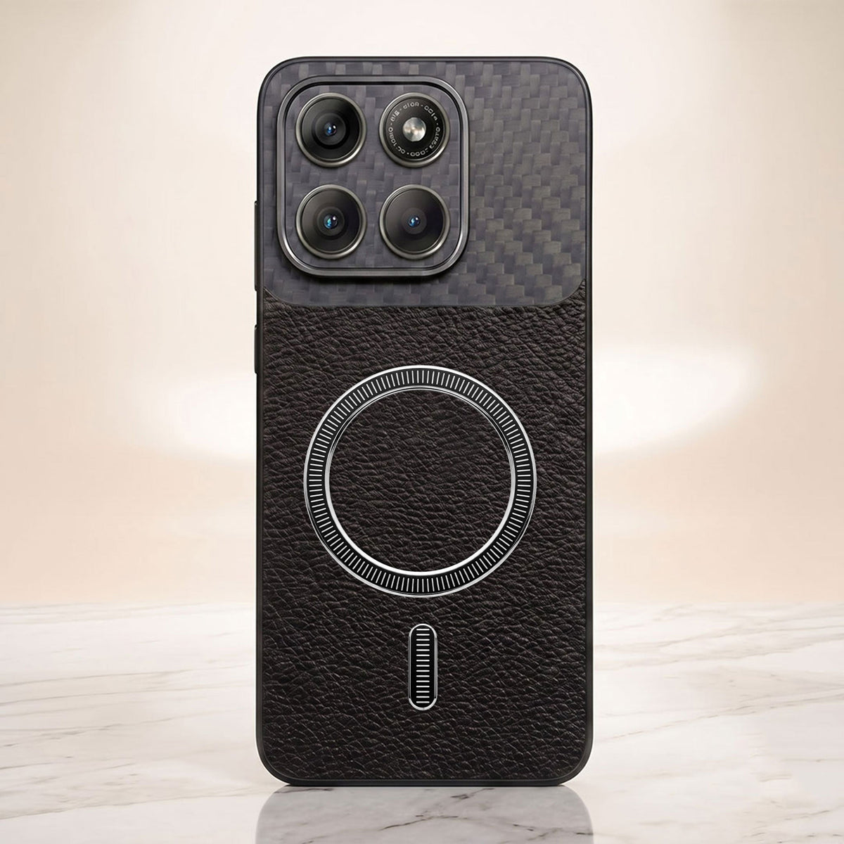 Motorola Edge 60 Pro 5G Carbon Fiber Leather Hybrid MagSafe Magnetic Case