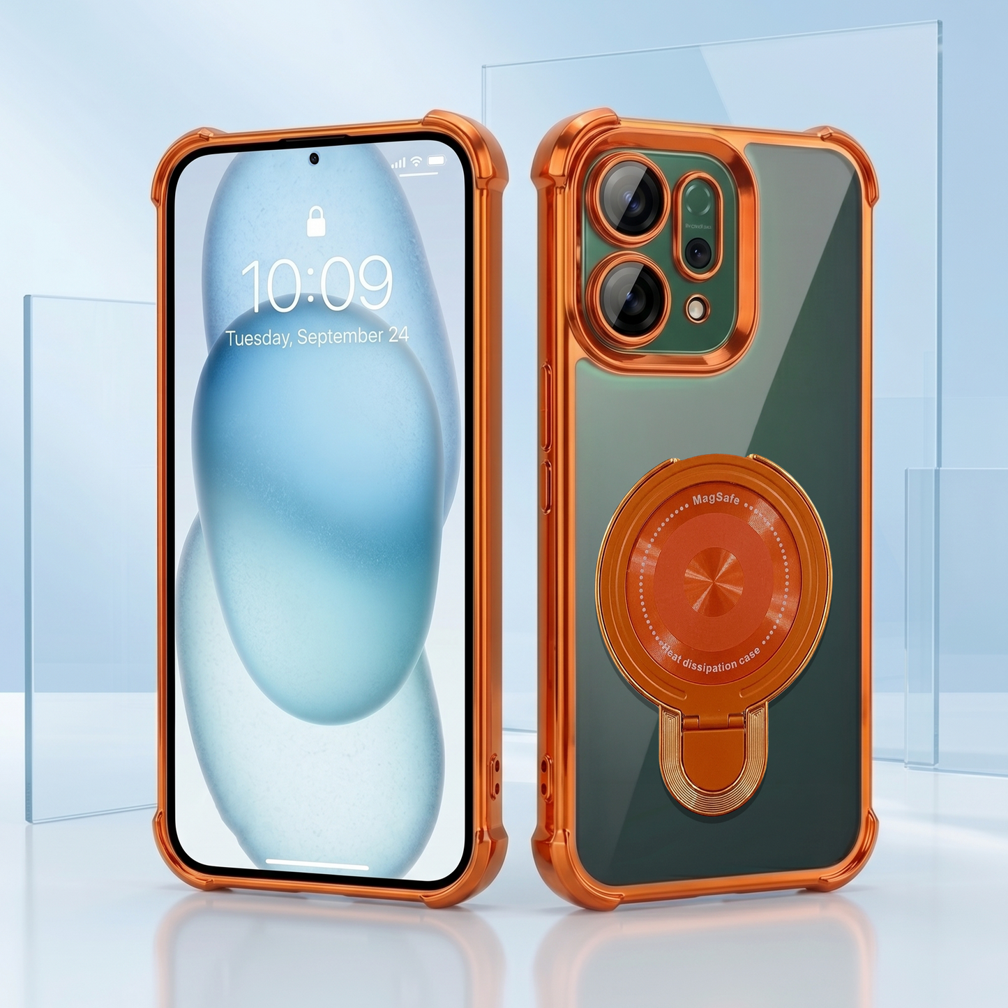 Oppo Reno 14 5G Invincible Bracket Ring Stand Airbag Cosmic Orange Case