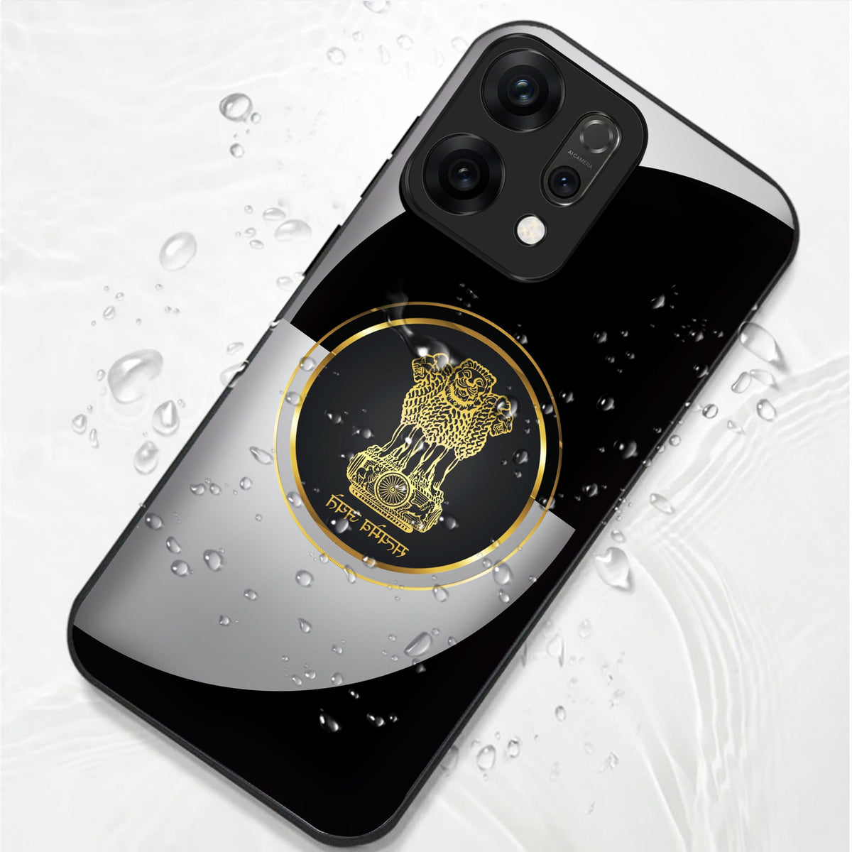 Oppo Reno 14 5G Premium Acrylic Shockproof Glass Back Case (Satyamev Noir)