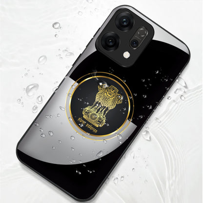 Oppo Reno 14 5G Premium Acrylic Shockproof Glass Back Case (Satyamev Noir)