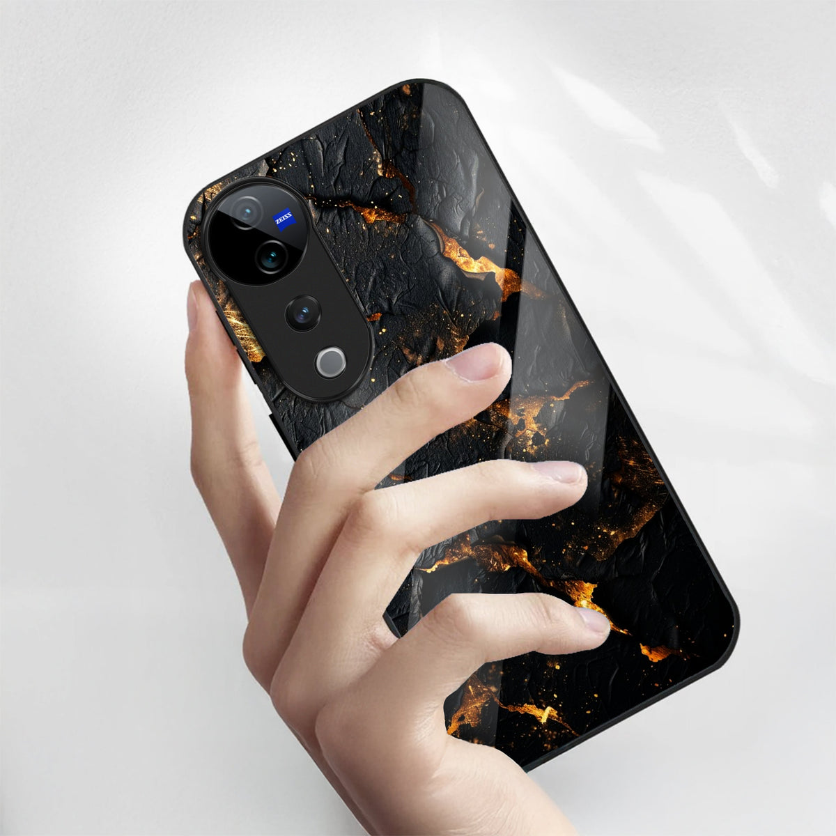 Vivo V40 Pro 5G Premium Acrylic Shockproof Glass Back Case (Volcanic Gold)