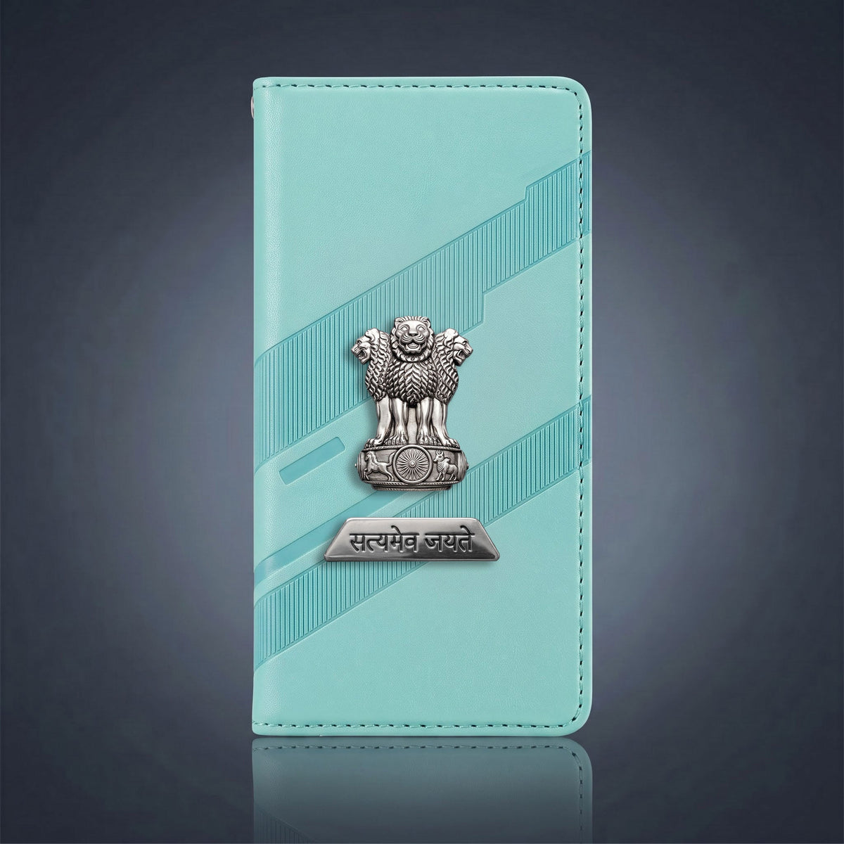 Oppo Reno 12 Pro 5G Metal Satyamev Jayate 2-in-1 Emblem Magnetic Flip Wallet Case
