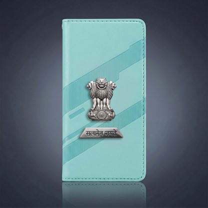 Vivo V50 5G Metal Satyamev Jayate 2-in-1 Emblem Magnetic Flip Wallet Case