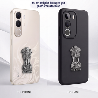 Realme C100x 5G Compatible Satyamev Jayate 3D Metal Emblem Sticker