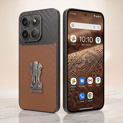 Motorola Edge 70 5g Satyamev Jayate Carbon Fiber Leather Hybrid Phone Case
