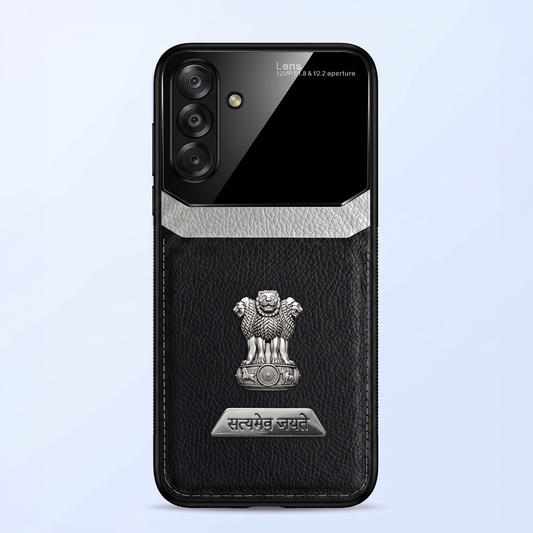 Samsung Galaxy A34 5G Satyamev Jayate 2-in-1 Emblem Leather Lens Protective Back Case