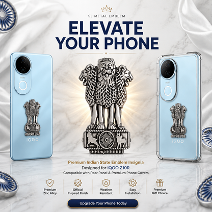 iQOO Z10R 5G Compatible Satyamev Jayate 3D Metal Emblem Sticker