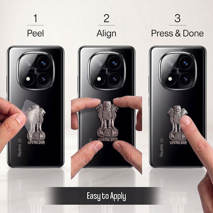 Redmi Note 14 Pro+ 5G Compatible Satyamev Jayate 3D Metal Emblem Sticker