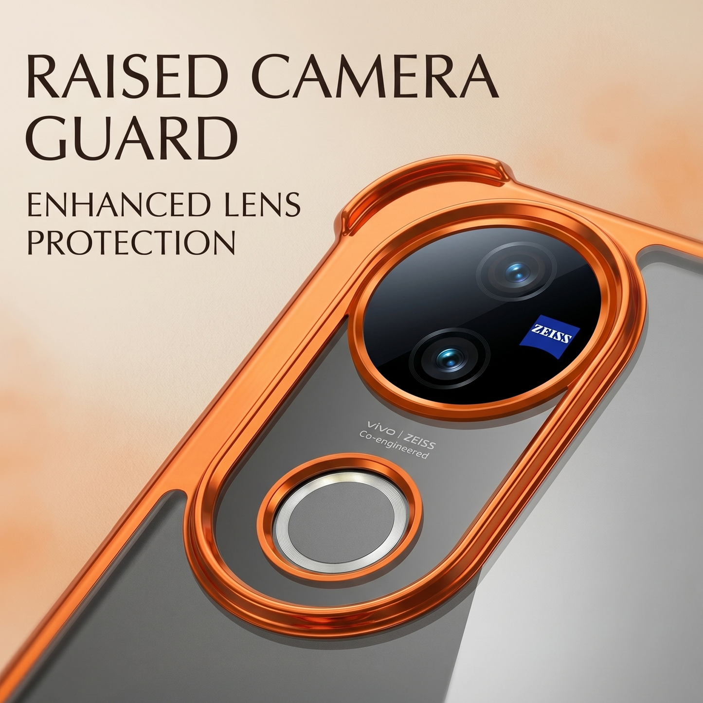 Vivo V50 5G Invincible Bracket Ring Stand Airbag Cosmic Orange Case