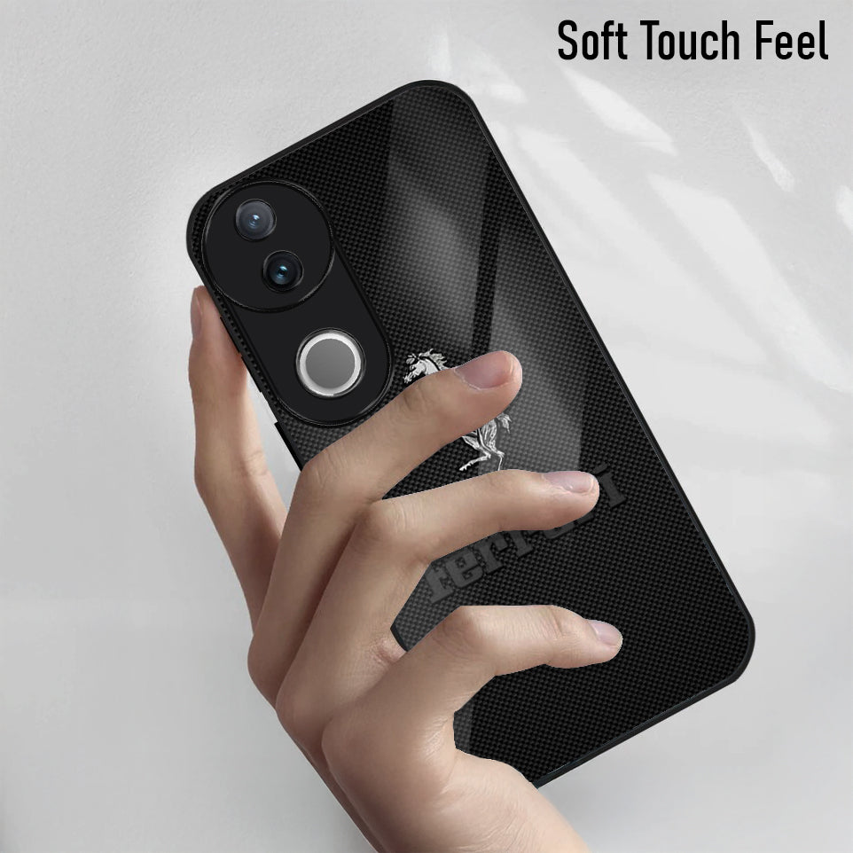 Vivo V50 5G Premium Acrylic Shockproof Glass Back Case (Ferrari Carbon Fiber)