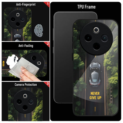 Vivo T4 5G Premium Acrylic Shockproof Glass Back Case (Road Never Give Up)