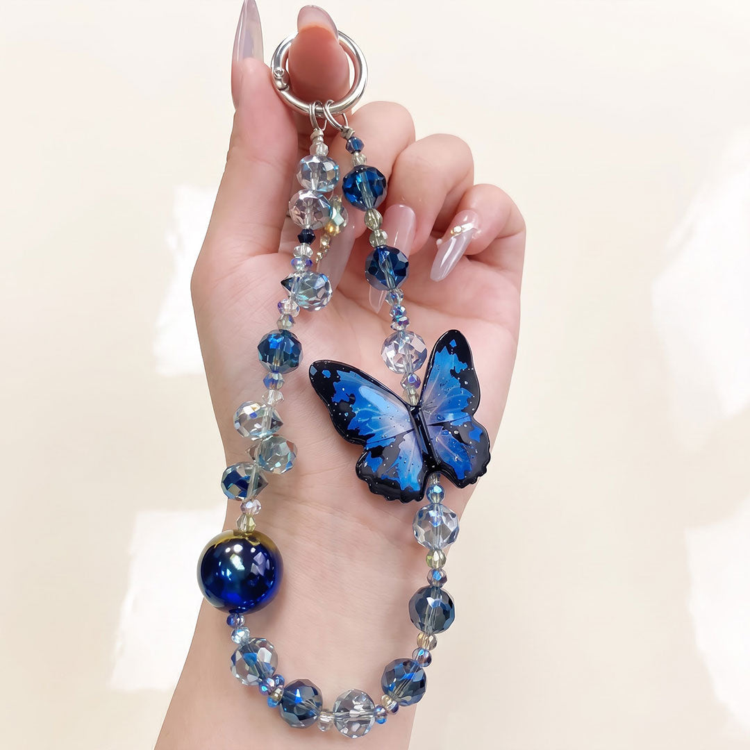Oppo Reno 14 5G Luxury Shimmer Airbag Butterfly Stand Case with Charm Strap