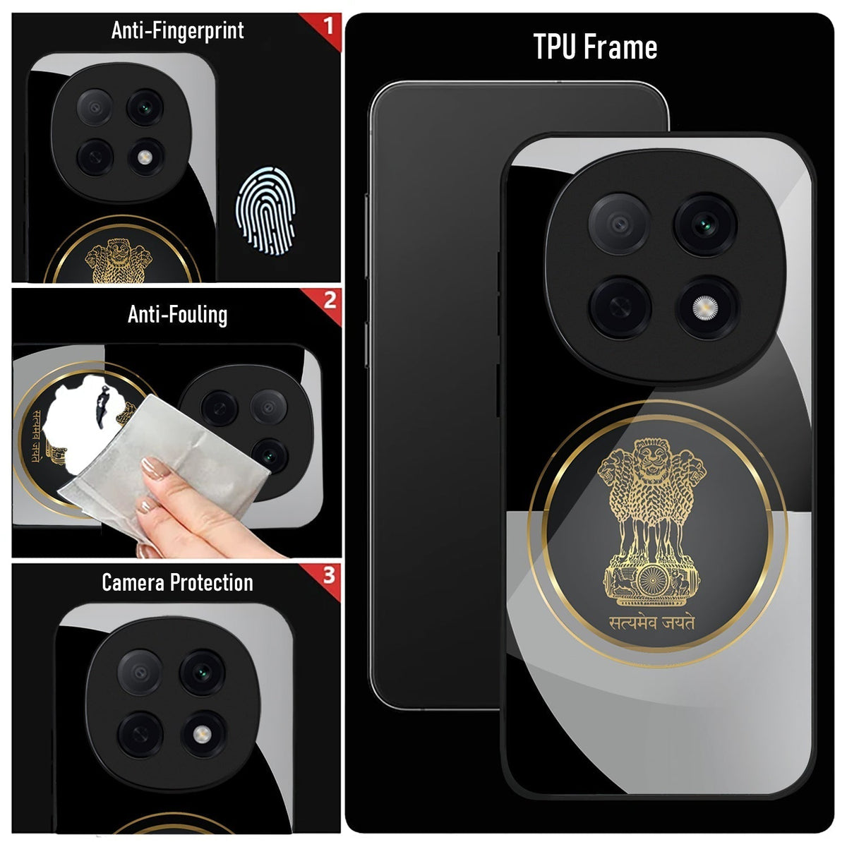 Oppo F29 Pro 5G Premium Acrylic Shockproof Glass Back Case (Satyamev Noir)