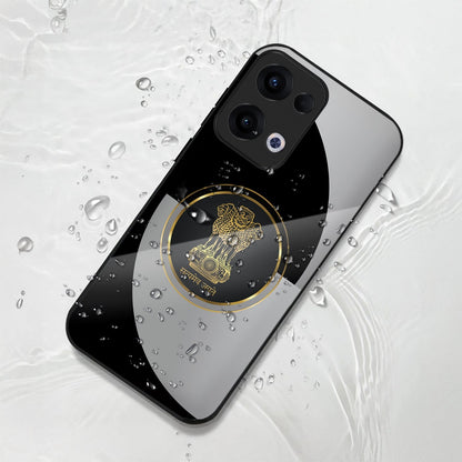 Oppo Reno 13 5G Premium Acrylic Shockproof Glass Back Case (Satyamev Noir)