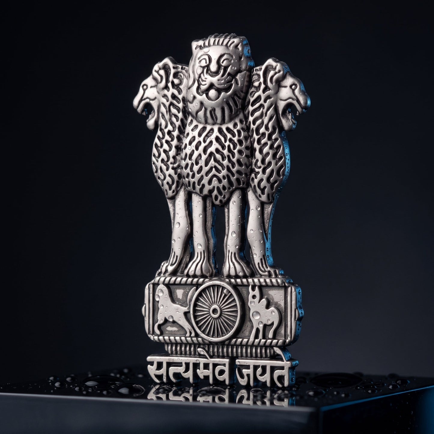 POCO F7 5G Compatible Satyamev Jayate 3D Metal Emblem Sticker