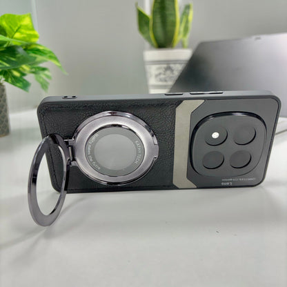 Redmi Note 14 Pro+ 5G Original Luxury Leather Lens Magnifier Ring Stand Case