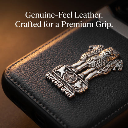 Samsung Galaxy A36 5G Satyamev Jayate 3D Metal Leather Back Case