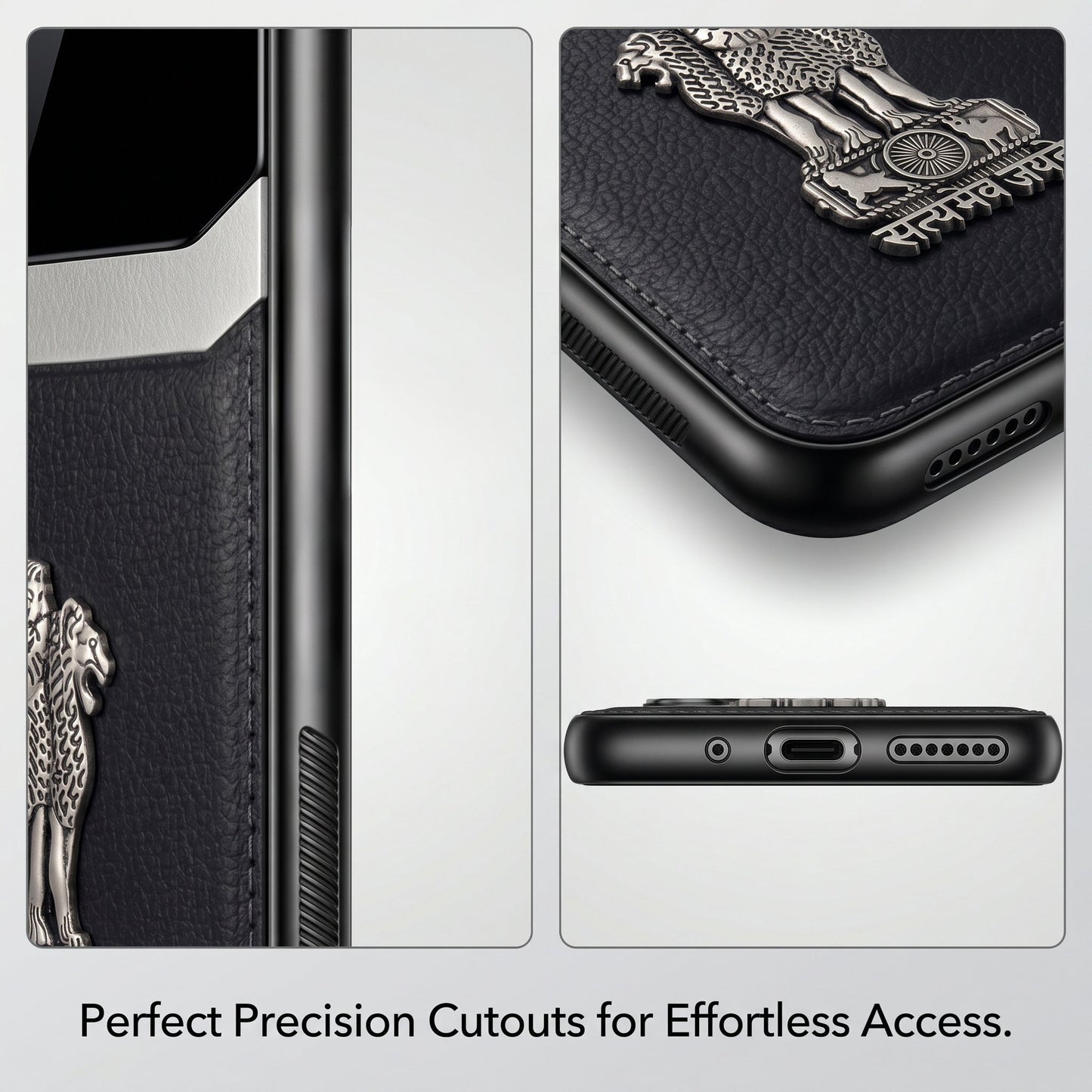 Samsung Galaxy A36 5G Satyamev Jayate 3D Metal Leather Back Case