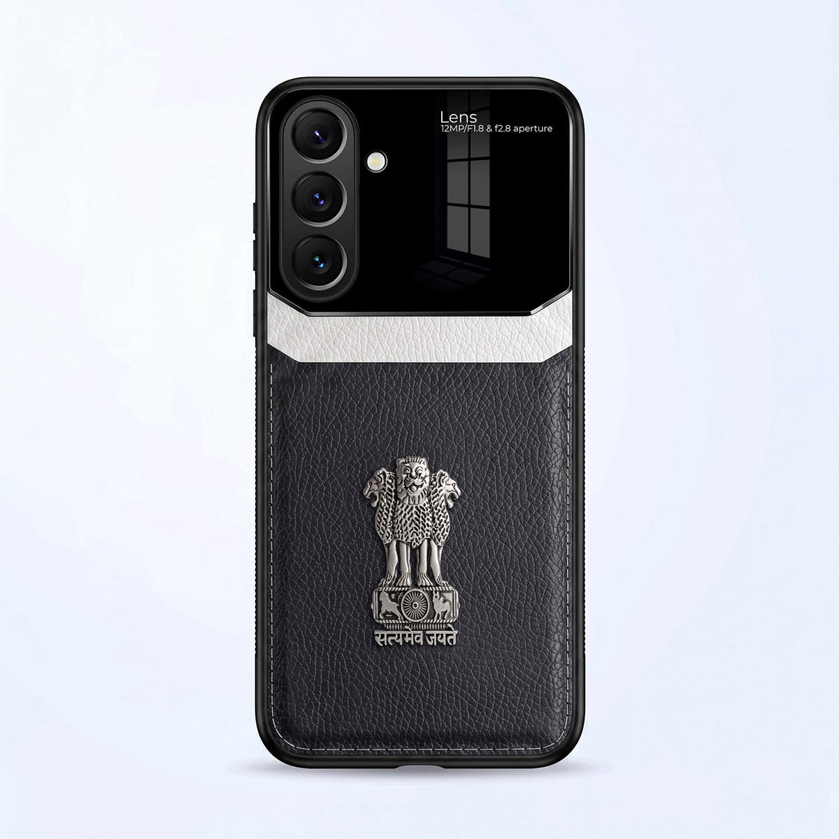 Samsung Galaxy A27 5G Satyamev Jayate 3D Metal Leather Back Case