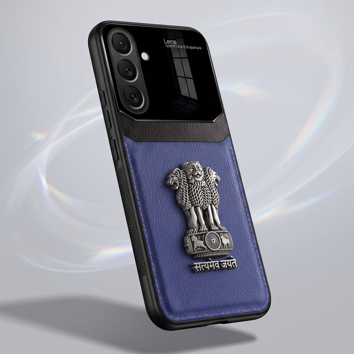 Samsung Galaxy A57 5G Satyamev Jayate 3D Metal Leather Back Case