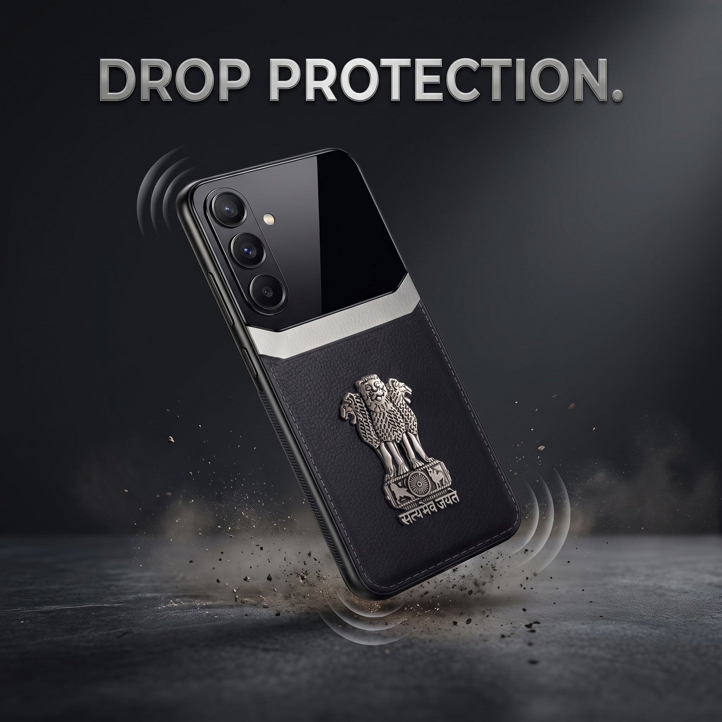 Samsung Galaxy A16 5G Satyamev Jayate 3D Metal Leather Back Case