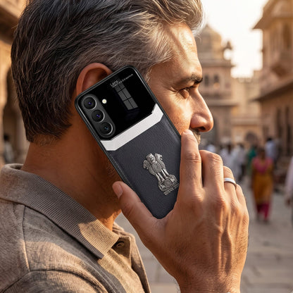 Samsung Galaxy A57 5G Satyamev Jayate 3D Metal Leather Back Case
