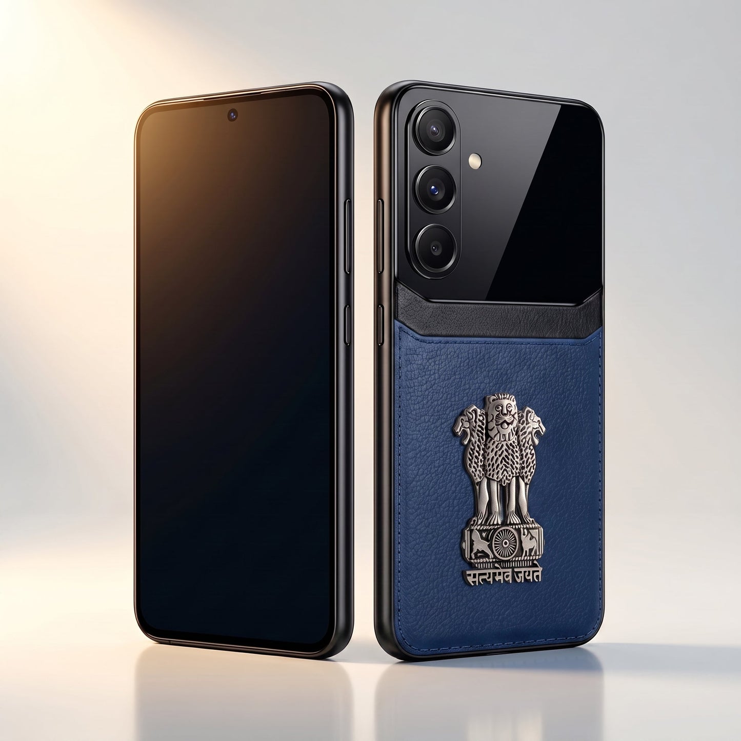 Samsung Galaxy A56 5G Satyamev Jayate 3D Metal Leather Back Case
