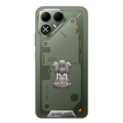 Tecno Pova 8 5G Compatible Satyamev Jayate 3D Metal Emblem Sticker