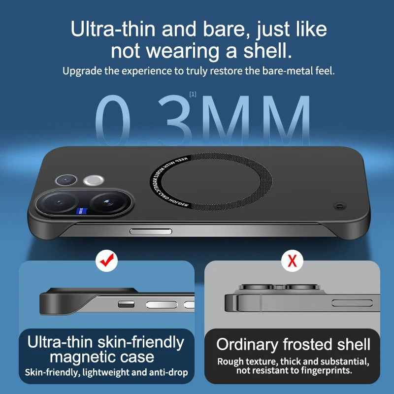 Vivo V60 Frameless Magnetic Wireless Charging Case — Ultra-Slim Clear MagSafe Compatible Cover