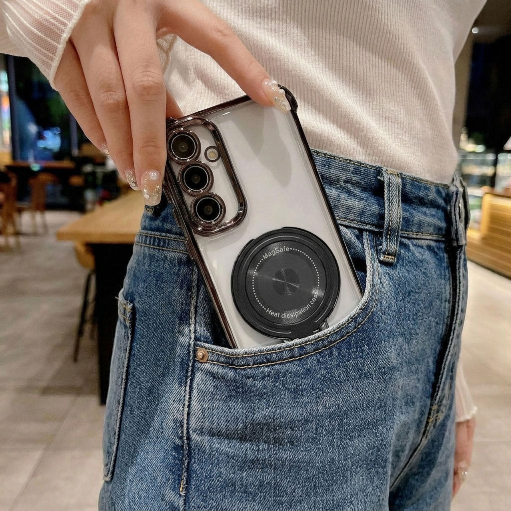 Samsung Galaxy A17 5G Luxury Four Corner Invincible Bracket Ring Stand Case