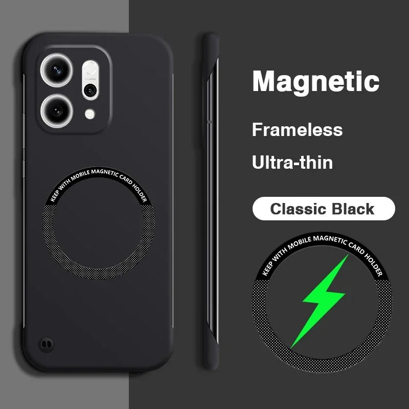 Oppo Reno14 Frameless Magnetic Wireless Charging Case — Ultra-Slim Clear MagSafe Compatible Cover